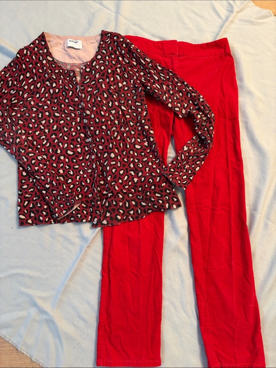 Old Navy Sweaters - Old Navy Red Leopard Print Cardigan with Red Pants